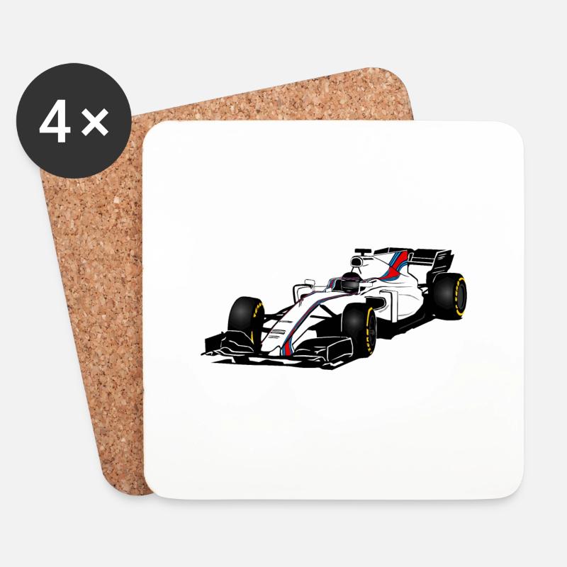 Racecar - Rennauto - Untersetzer (4er-Set) - Weiß