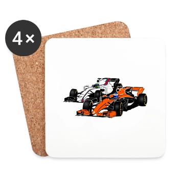 Racecar - Rennauto - Untersetzer (4er-Set) - Weiß - Vorne