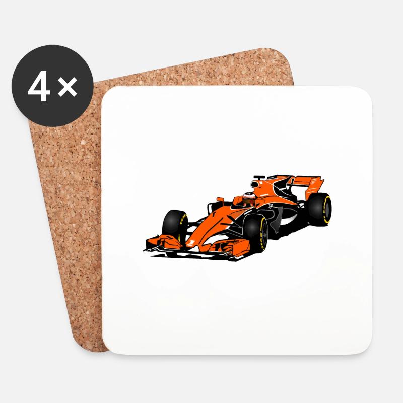 Racecar - Rennauto - Untersetzer (4er-Set) - Weiß