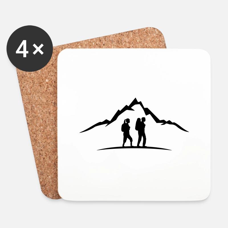 Sport - Berge Wanderer - Untersetzer (4er-Set) - Weiß