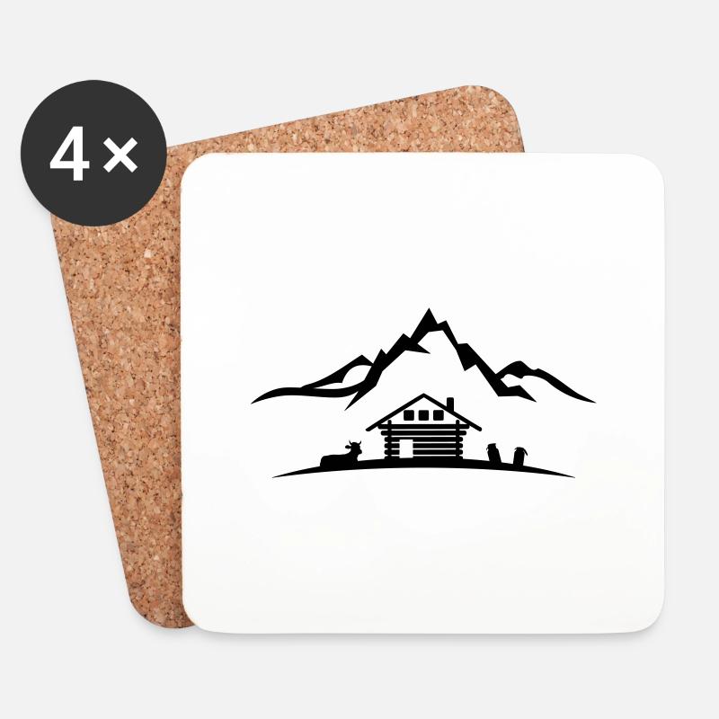 Landschaft - Berge Alm - Untersetzer (4er-Set) - Weiß
