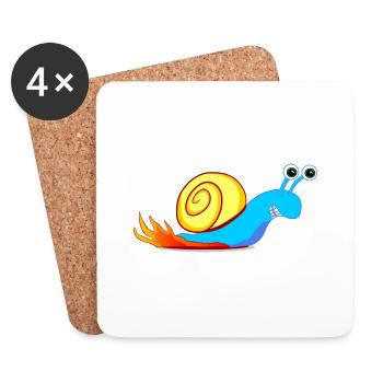 Fast racing snail, running snail - Coasters (set of 4) - white - Front