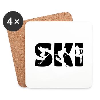 Ski, skiing - Coasters (set of 4) - white - Front