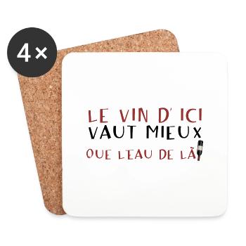 alcool humour vin ici vaut mieux eau de - Dessous de verre (lot de 4) - blanc - Devant