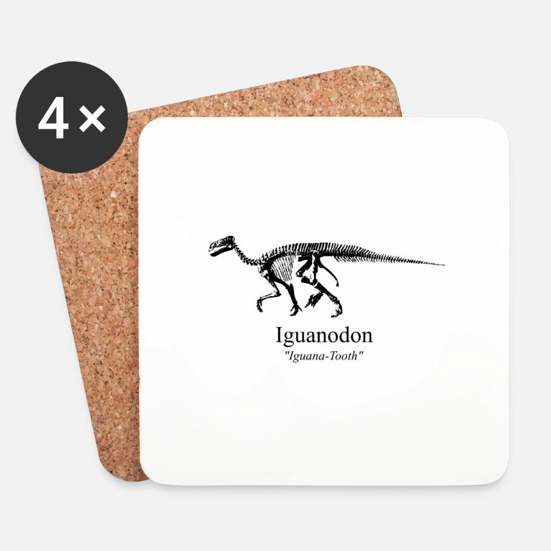 Iguanodon schwarz - Untersetzer (4er-Set) - Weiß