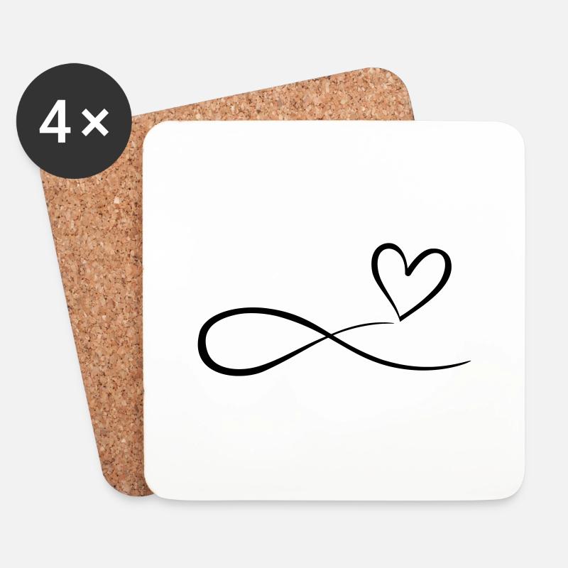 Herz Schnörkel Infinity Symbol Unendlichkeitsymbol - Untersetzer (4er-Set) - Weiß