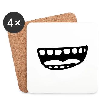 Bouche souriante avec des dents et de la langue - Dessous de verre (lot de 4) - blanc - Devant