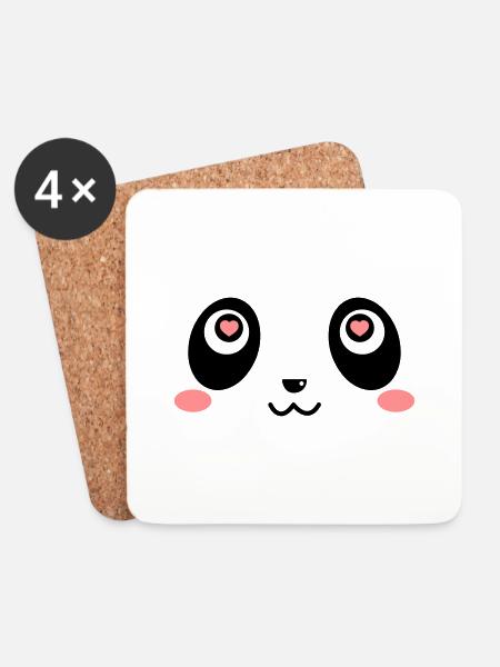 Panda Love - Coasters (set of 4) - white
