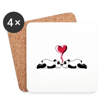Pandabaers Heart 2 - Dessous de verre (lot de 4) - blanc - Devant