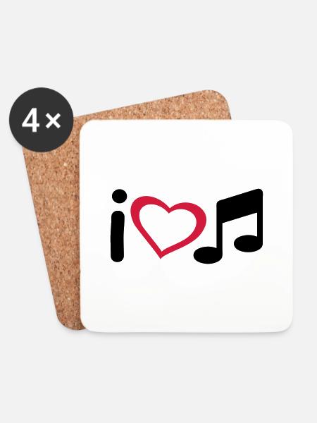 Slogan Ich liebe Musik. Liebe zur Musik. - Untersetzer (4er-Set) - Weiß