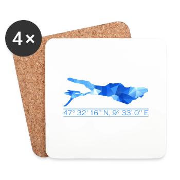 Lake Constance coordinates | Polygon - Coasters (set of 4) - white - Front