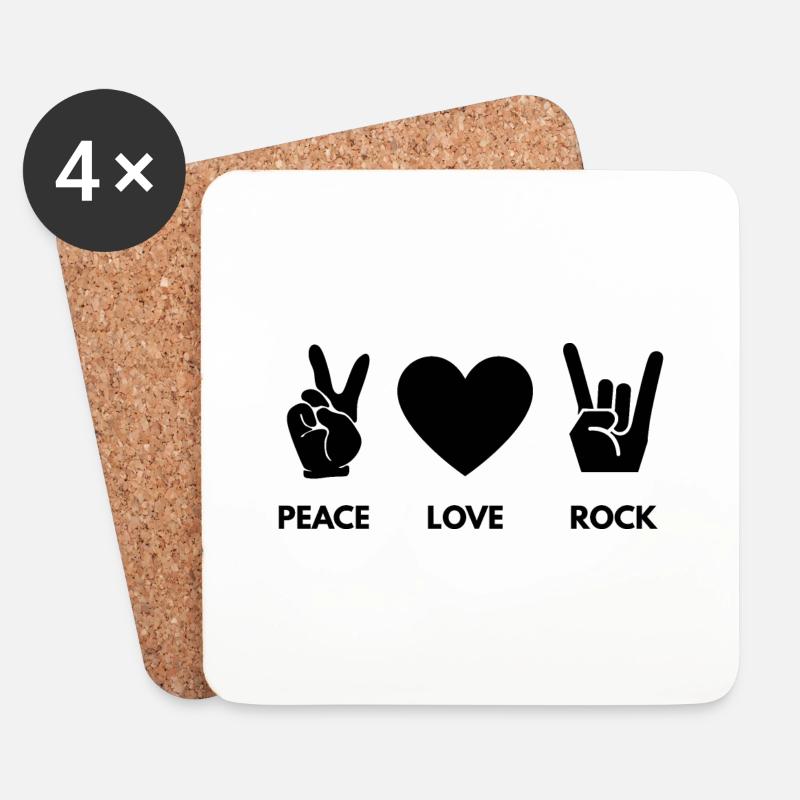 Peace Love Rock - Untersetzer (4er-Set) - Weiß