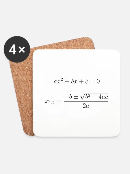 quadratic equation - Coasters (set of 4) - white