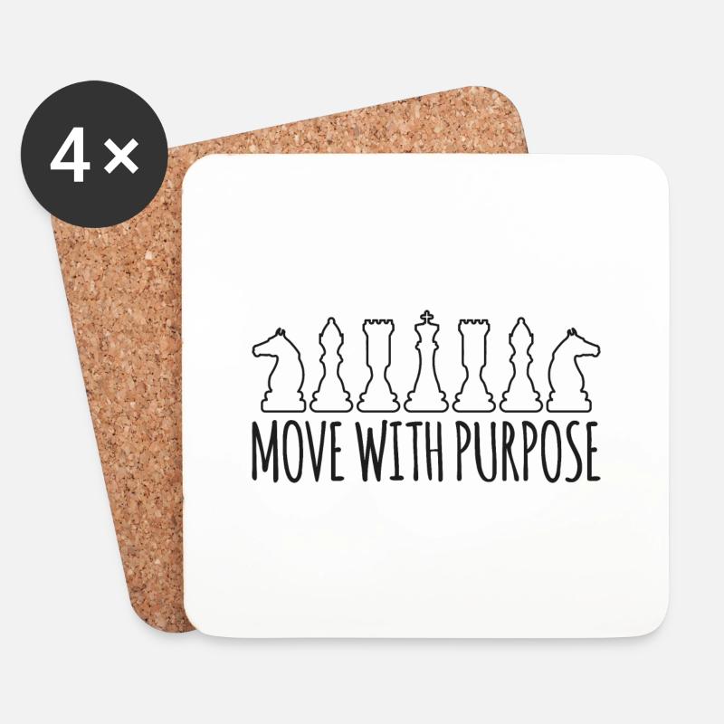 Move with purpose cadeau d’échecs maître de la pensée - Dessous de verre (lot de 4) - blanc