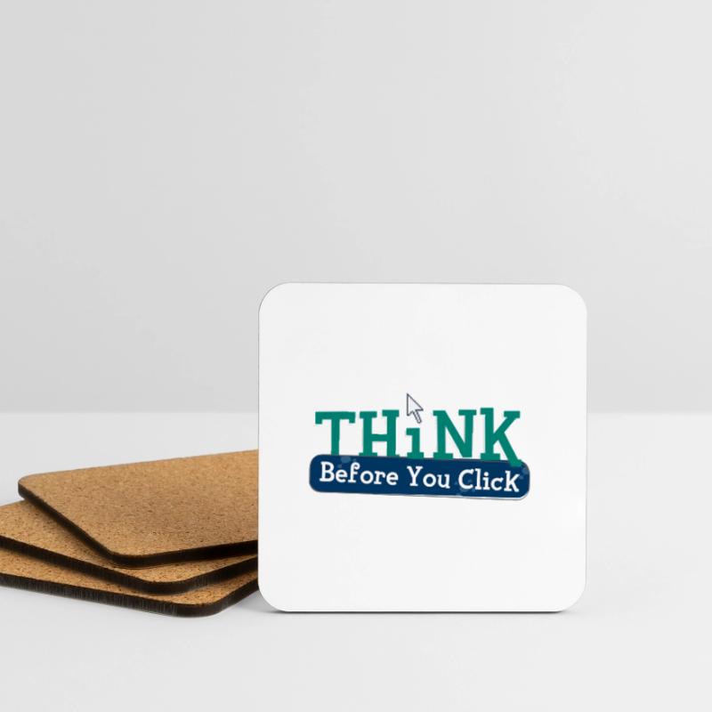 Think before computer hacking hacker Coasters (set of 4)