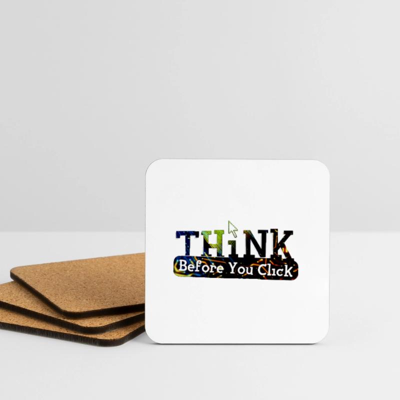 Think before computer hacking hacker Coasters (set of 4)