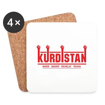 Kurdistan Kurde Geschenk Kurdisch Flagge Heimat - Untersetzer (4er-Set) - Weiß - Vorne