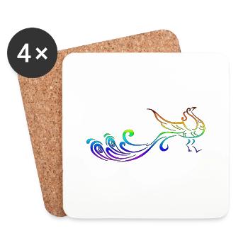 paon - Dessous de verre (lot de 4) - blanc - Devant