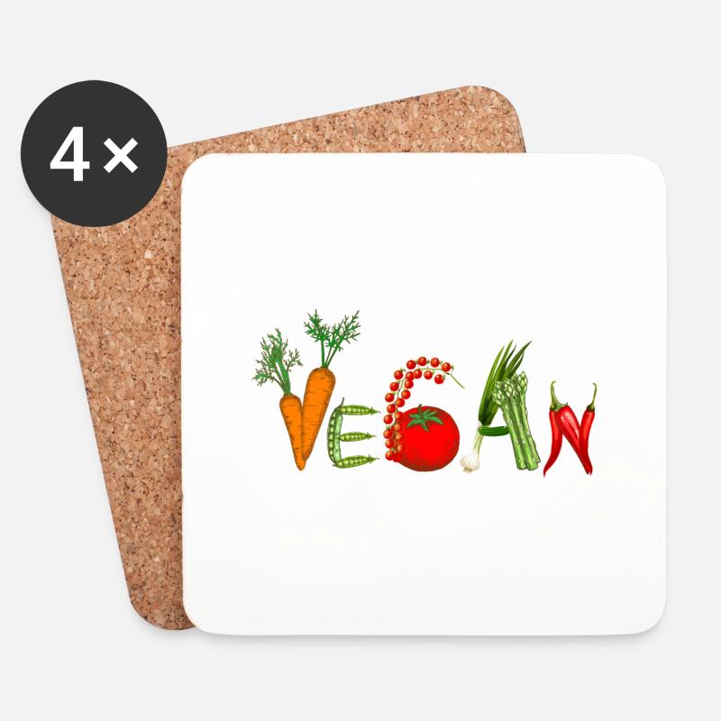 Vegan - Untersetzer (4er-Set) - Weiß