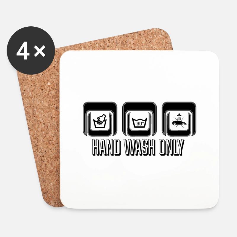 Hand Wash Only ! - Untersetzer (4er-Set) - Weiß