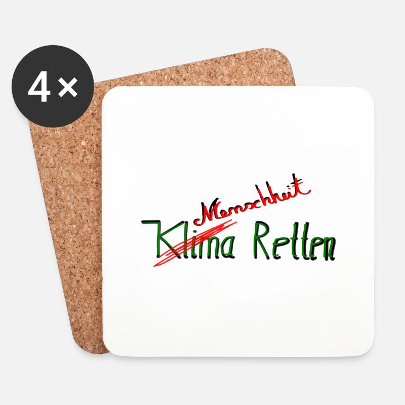 Klima Retten - Untersetzer (4er-Set) - Weiß