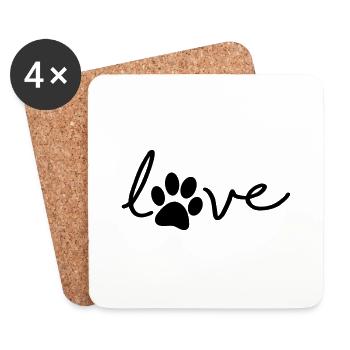 Amour. Pattes de chiens ou de chats. Journée des animaux - Dessous de verre (lot de 4) - blanc - Devant