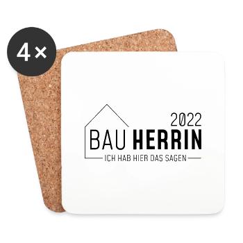 Bauherrin - ich hab hier das sagen 2022 / dunkel - Untersetzer (4er-Set) - Weiß - Vorne
