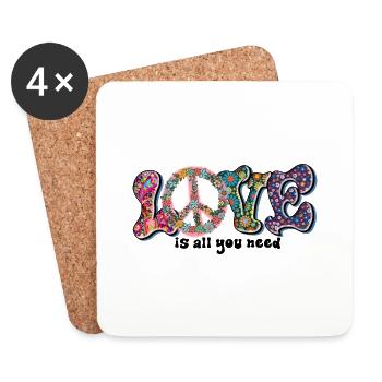 Love is all you need Design / Peacezeichen - Untersetzer (4er-Set) - Weiß - Vorne