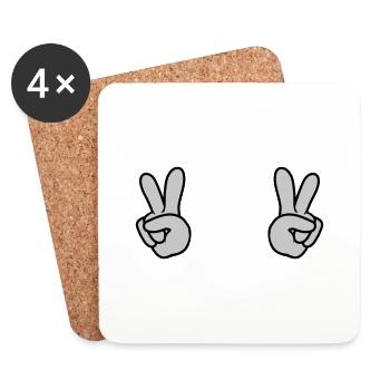 2 Mains de la Paix - Dessous de verre (lot de 4) - blanc - Devant