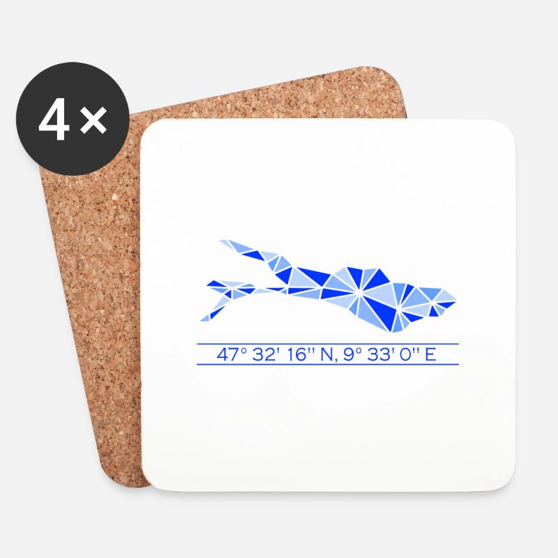 Bodensee | Koordinaten | Blau - Untersetzer (4er-Set) - Weiß