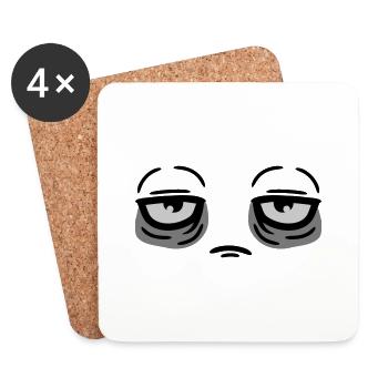 Drôle de visage fatigué - Dessous de verre (lot de 4) - blanc - Devant