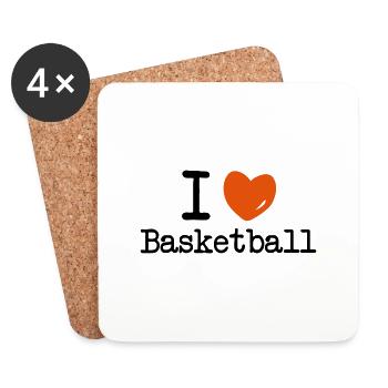 j'aime basket-ball - Dessous de verre (lot de 4) - blanc - Devant