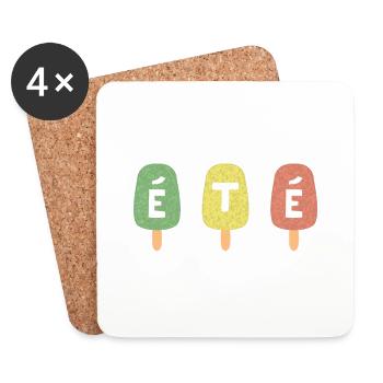 Bâtonnet Glacé colorés & mot ÉTÉ - Dessous de verre (lot de 4) - blanc - Devant