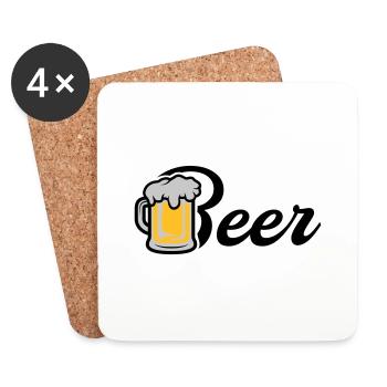 Beer Maßkrug - Untersetzer (4er-Set) - Weiß - Vorne