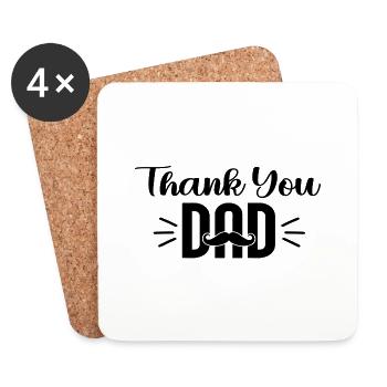 Thank You Dad Thank you Dear Father's Day - Coasters (set of 4) - white - Front