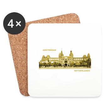Netherlands Holland Amsterdam Capital Museum - Coasters (set of 4) - white - Front