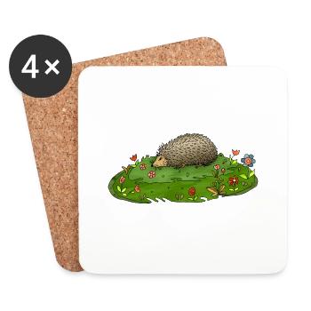 Igel - Untersetzer (4er-Set) - Weiß - Vorne
