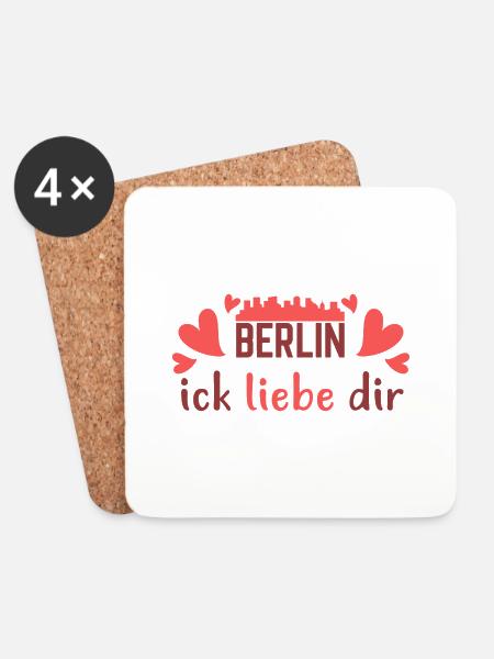 Berlin Ick Liebe Dir Berliner Schriftzug Spruch - Untersetzer (4er-Set) - Weiß