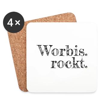 Worbis rockt - Textdesign mit Stadtnamen - Untersetzer (4er-Set) - Weiß - Vorne