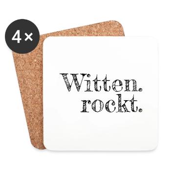 Witten rockt - Textdesign mit Stadtnamen - Untersetzer (4er-Set) - Weiß - Vorne