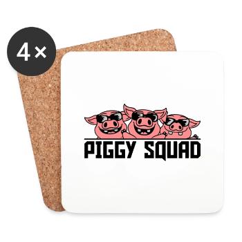 Escouade Crew Pig Piggy - Dessous de verre (lot de 4) - blanc - Devant