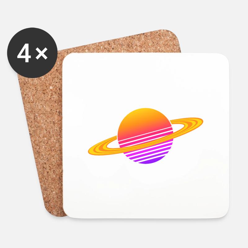 Synthwave Saturn - Coasters (set of 4) - white