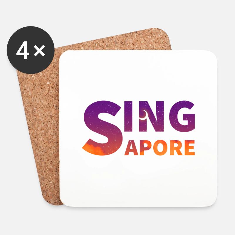 Singapur - Untersetzer (4er-Set) - Weiß