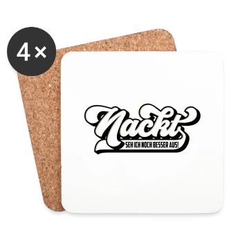 Farben änderbar | Nackt seh ich noch besser aus - Untersetzer (4er-Set) - Weiß - Vorne