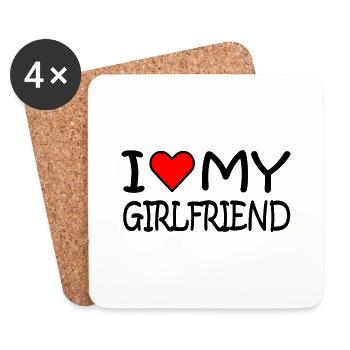 I love my girlfriend - Dessous de verre (lot de 4) - blanc - Devant
