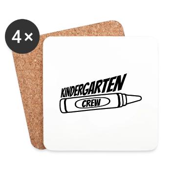 Team Kindergarten Crew Wax Crayon - Coasters (set of 4) - white - Front