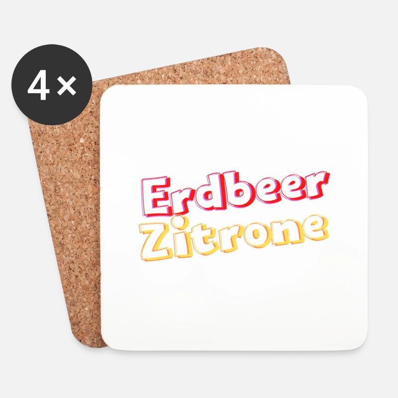 ErdbeerZitrone - Untersetzer (4er-Set) - Weiß
