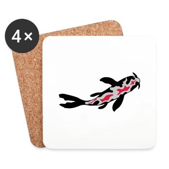 Koi Fish Nishikigoi Design - Coasters (set of 4) - white - Front