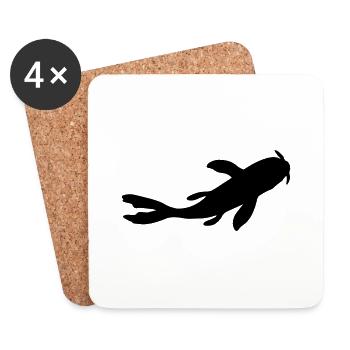Silhouette Koi Fish Nishikigoi - Coasters (set of 4) - white - Front