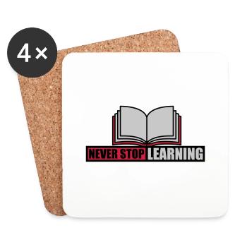 never stop learning quote - Coasters (set of 4) - white - Front